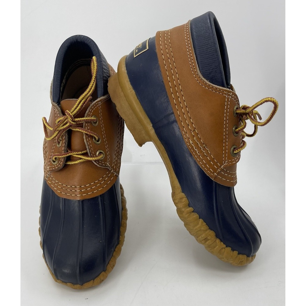 Vintage LL Bean Blue Duck Maine Hunting Shoes Rubber Low Leather Mens 5M USA